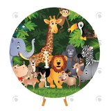 Allenjoy Jungle Animal Round Backdrop Cover For Birthday Party Decoration