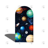 Allenjoy Galaxy Space Astronaut Cartoon Arch Backdrop Wall Cloth Cover For Birthday Baby Shower Party