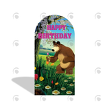 Allenjoy Masha And The Bear Happy Birthday Party Arch Backdrop Wall Cloth Cover