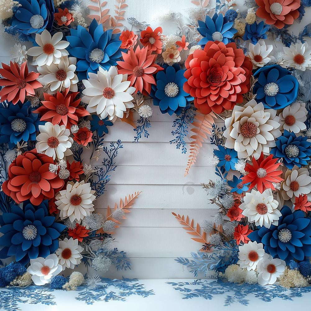 Allenjoy 4Th Of July Floral Arch Photography Backdrop GBSX-00085