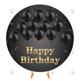 Allenjoy Black Balloon Birthday Round Cover