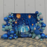 Allenjoy Blue Color Halloween Decoration Fabric Backdrop