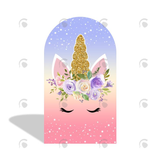 Allenjoy Flora Gold Glitter Unicorn Theme Happy Birthday Party Arch Backdrop Wall Cloth Cover