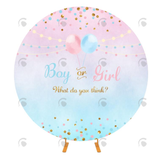 Allenjoy Boy Or Girl Gender Reveal Round Backdrop Cover