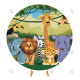 Allenjoy Animal Jungle Theme Birthday Decoration Round Backdrop Cover