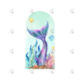 Allenjoy The Little Mermaid Happy Birthday Party Arch Backdrop Wall Cloth Cover