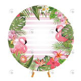 Allenjoy Flamingo Theme Baby Shower Round Backdrop Cover