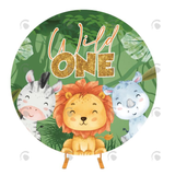 Allenjoy Jungle Safari Wild One Birthday Party Decoration Circle Backdrop Cover