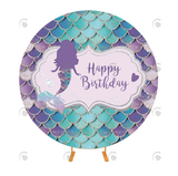 Allenjoy Mermaid Circle Backdrop Cover For Baby Shower Birthday Party Decoration