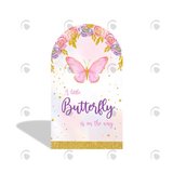 Allenjoy Flora Butterfly Happy Birthday Party Arch Backdrop Wall Cloth Cover