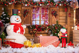 Winter Christmas Snowman Photography Backdrop