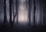 Misty Dark Forest Woods Halloween Backdrop