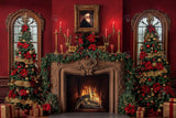 Allenjoy A Cozy Christmas Fireplace Photography Backdrop Gbsx-00785