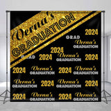 Allenjoy 2024 Golden Black Repeat Custom Graduation Backdrop