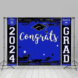 Allenjoy 2024 Grad Bright Blue Black Graduation Backdrop