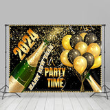 Allenjoy 2024 Party Time Champagne Balloons New Year Backdrop