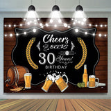 Allenjoy 30Th Light Beer Wood Happy Birthday Backdrop For Men