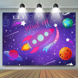 Allenjoy 321 Blash Off Rocket Themed Happy Birthday Backdrop