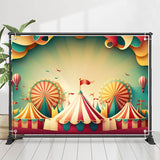 Allenjoy 3D Style Red White Circus Tent Birthday Backdrop