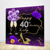 Allenjoy 40Th Birthday Gold Purple Backdrop