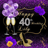 Allenjoy 40Th Birthday Gold Purple Backdrop