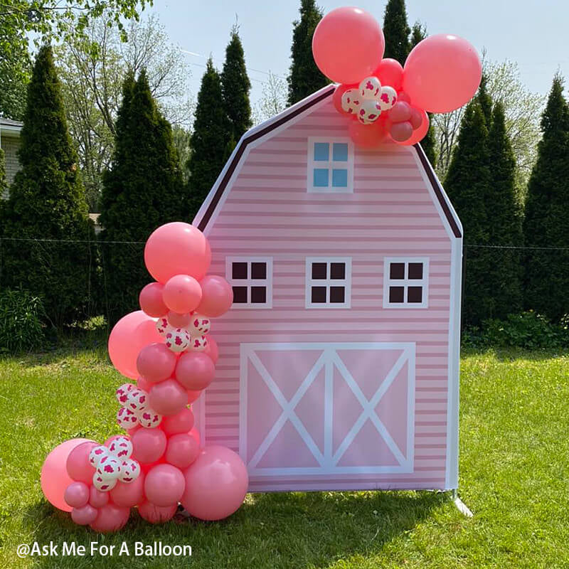 Allenjoy 5.3X8FT Barn Backdrop Stand Farm Themed Birthday Party Decoration Prop