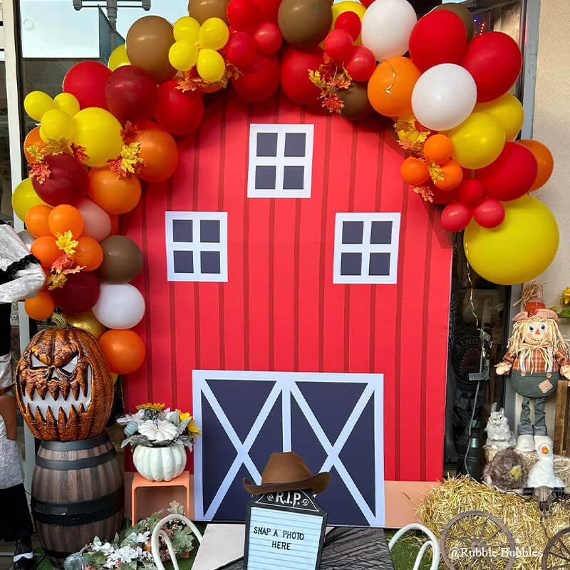 Allenjoy 5.3X8FT Barn Backdrop Stand Farm Themed Birthday Party Decoration Prop