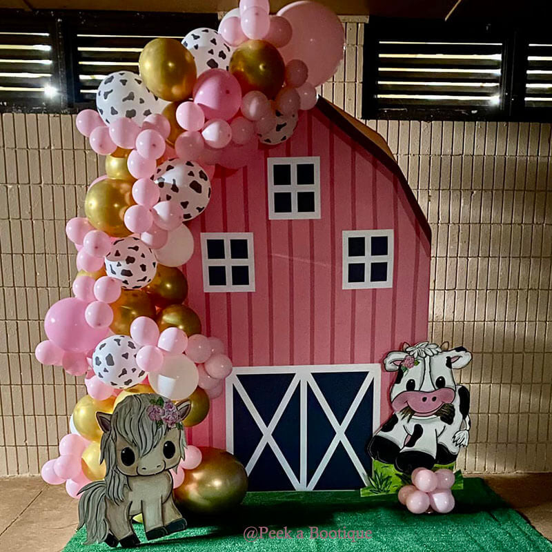 Allenjoy 5.3X8FT Barn Backdrop Stand Farm Themed Birthday Party Decoration Prop