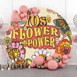 Allenjoy 70S Flower Power Beige Round Birthday Party Backdrop