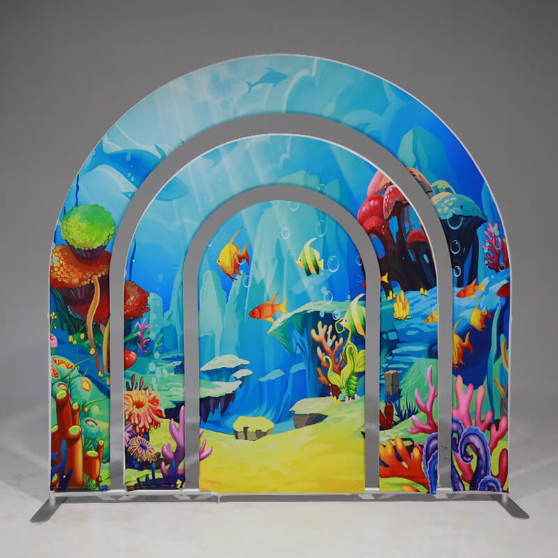 Allenjoy 7X7FT Hollow Rainbow Arch Backdrop Party Decoration Props