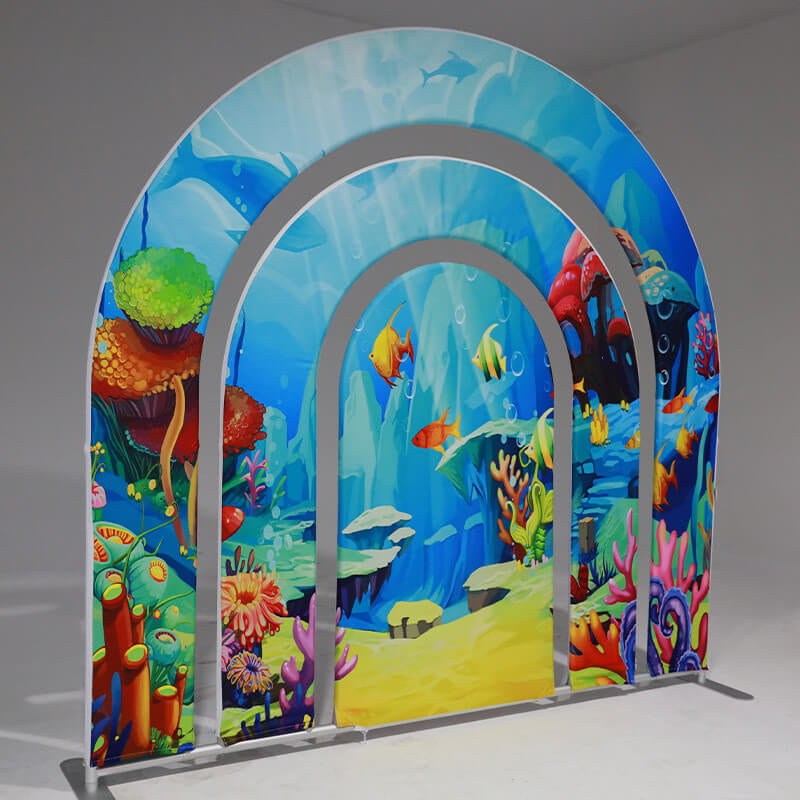 Allenjoy 7X7FT Hollow Rainbow Arch Backdrop Party Decoration Props