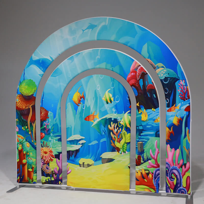 Allenjoy 7X7FT Hollow Rainbow Arch Backdrop Party Decoration Props