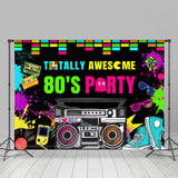 Allenjoy 80S Party Graffiti Colorful Hip Hop Game Radio Backdrop