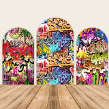 Allenjoy 90S Graffiti Theme Birthday Party Decoration Chiara Backdrop Arched Wall Covers Only