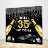 Allenjoy Birthday Black And Gold Backdrop