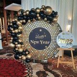 Allenjoy Black And Gold Circle Backdrop Cover