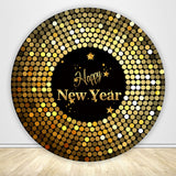 Allenjoy Black And Gold Circle Backdrop Cover