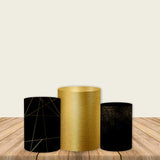 Allenjoy Black And Gold Fabric Pedestal Covers