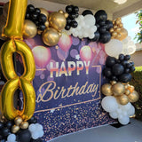 Allenjoy Black And Gold Happy Birthday Backdrop