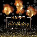 Allenjoy Black And Gold Happy Birthday Backdrop