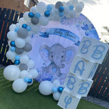 Allenjoy Blue Elephant Boy Baby Shower Round Backdrop Cover