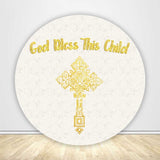 Allenjoy Christening Simple Round Backdrop Cover