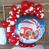 Allenjoy Christmas Hat House Snow Round Backdrop