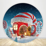 Allenjoy Christmas Hat House Snow Round Backdrop