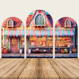 Allenjoy Cute Candy Shop Themed Birthday Party Backdrop