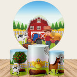 Allenjoy Farm Theme Party Round Backdrop Cover