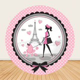 Allenjoy Fashion Paris Birthday Round Party Backdrop