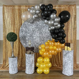 Allenjoy Glitter Silver Circle Backdrop Cover