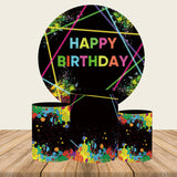 Allenjoy Glow Neon Birthday Round Backdrop Cover