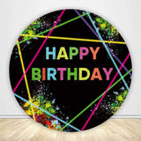 Allenjoy Glow Neon Birthday Round Backdrop Cover